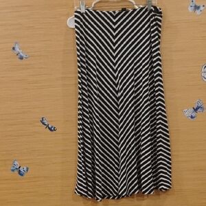 American Living Black & White Striped A-Line Maxi Skirt